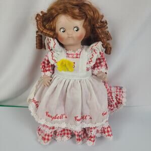 1994 Campbell’s Soup Porcelain Doll Red Hair Red Gingham Dress Collectible